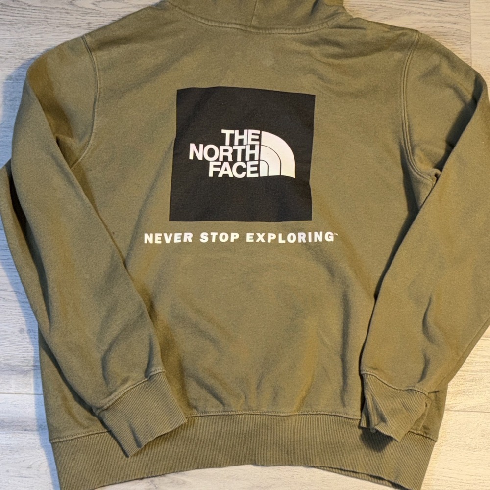 The North Face Logo Hoodie Men's M Olive Green Pullover